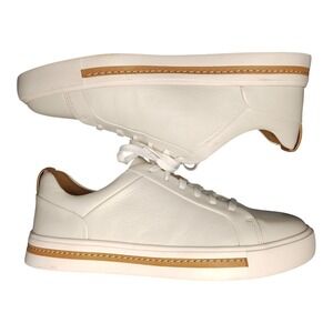 Clarks Unstructured Platform Sneakers Womens US 7M White Brown Comfort Lace Up